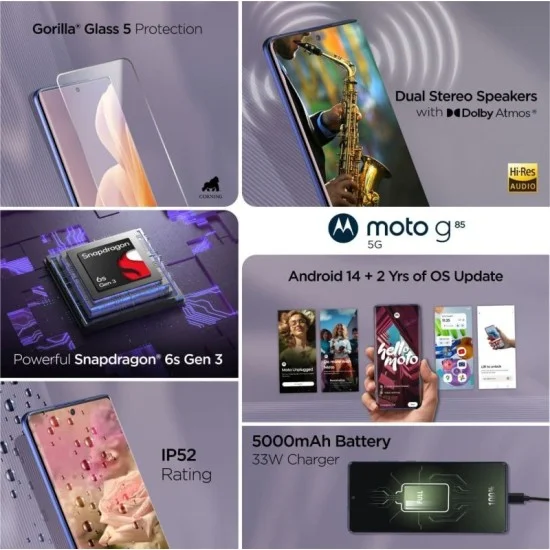 Motorola Moto G85 5G Phone 256GB 12GB RAM 6.67-inch – Grey